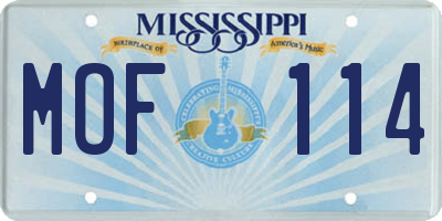 MS license plate MOF114