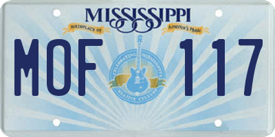 MS license plate MOF117