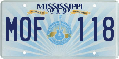 MS license plate MOF118