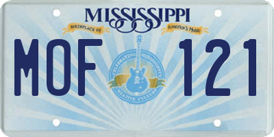 MS license plate MOF121