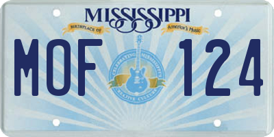 MS license plate MOF124