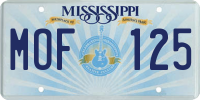 MS license plate MOF125