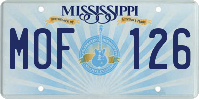 MS license plate MOF126