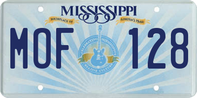 MS license plate MOF128