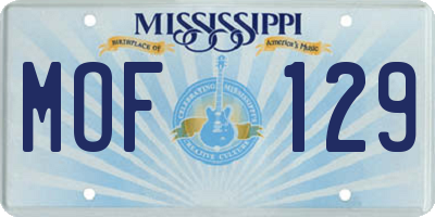 MS license plate MOF129