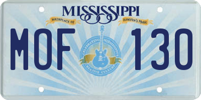 MS license plate MOF130