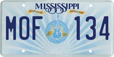 MS license plate MOF134
