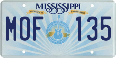 MS license plate MOF135