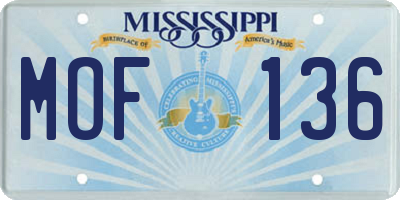 MS license plate MOF136