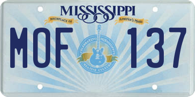 MS license plate MOF137