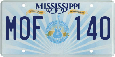 MS license plate MOF140