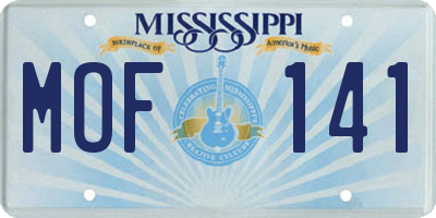 MS license plate MOF141
