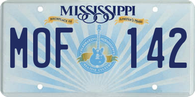 MS license plate MOF142
