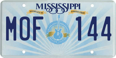 MS license plate MOF144