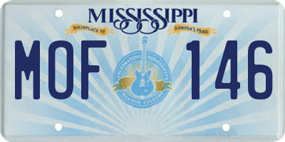 MS license plate MOF146