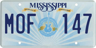 MS license plate MOF147