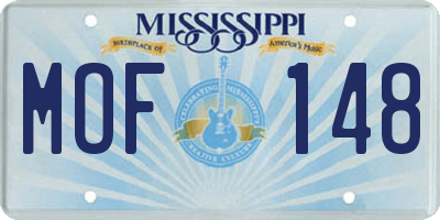 MS license plate MOF148