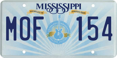 MS license plate MOF154