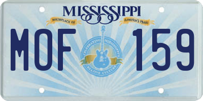 MS license plate MOF159