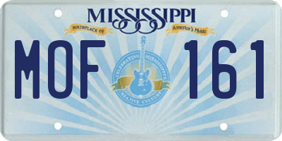 MS license plate MOF161