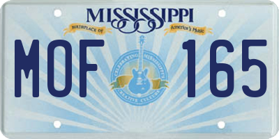 MS license plate MOF165