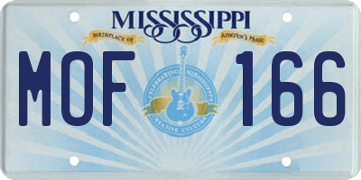 MS license plate MOF166
