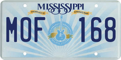 MS license plate MOF168