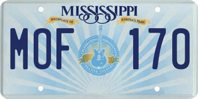 MS license plate MOF170
