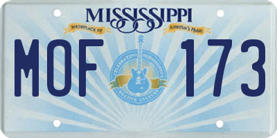 MS license plate MOF173