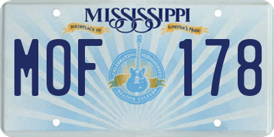 MS license plate MOF178