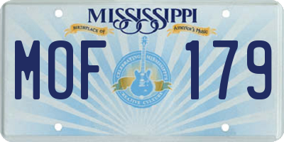 MS license plate MOF179