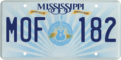 MS license plate MOF182