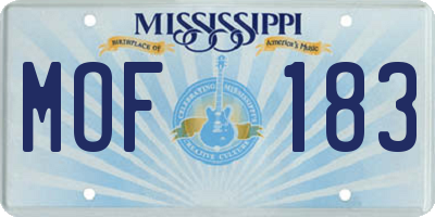 MS license plate MOF183