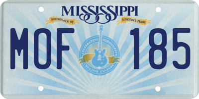 MS license plate MOF185