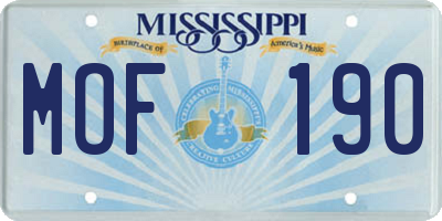 MS license plate MOF190