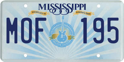 MS license plate MOF195