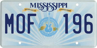 MS license plate MOF196