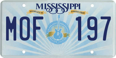 MS license plate MOF197