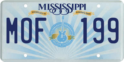 MS license plate MOF199