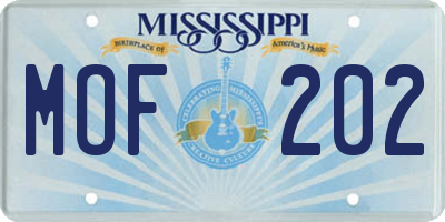 MS license plate MOF202