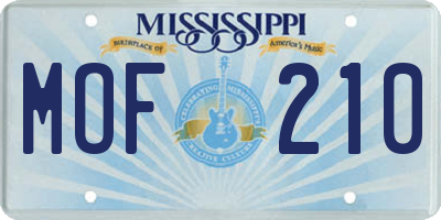 MS license plate MOF210