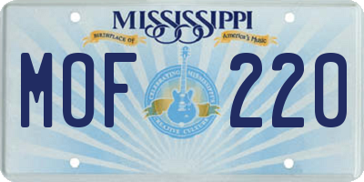 MS license plate MOF220