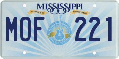 MS license plate MOF221