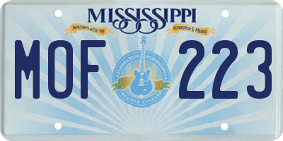 MS license plate MOF223