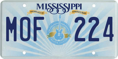 MS license plate MOF224