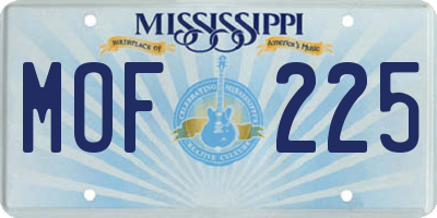 MS license plate MOF225