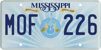 MS license plate MOF226