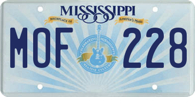 MS license plate MOF228