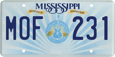 MS license plate MOF231