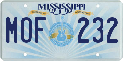 MS license plate MOF232